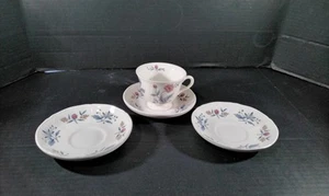Vintage Wedgwood Williamsburg Potpourri 1 Teetasse 3 Untertassen blau rosa Blumen - Bild 1 von 5