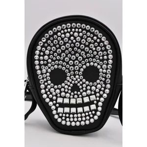 Bath & Body Works 2023 Halloween Black Skull Cross Body Bag Rhinestone Crystal - Picture 1 of 12