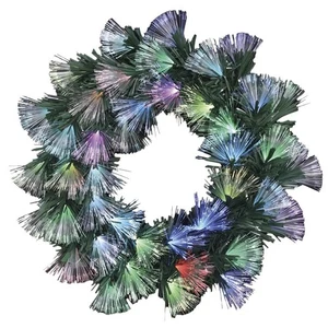 24" Color Changing Fiber Optic Lights Artificial Christmas Wreath Holiday Decor - Picture 1 of 5