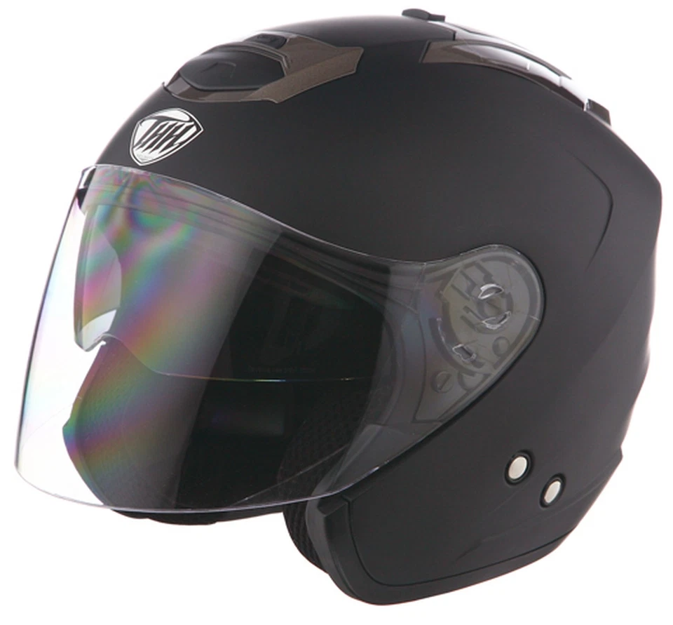 Casco de motocicleta THH T-386 cara abierta negro mate LG Foto 1 de 1