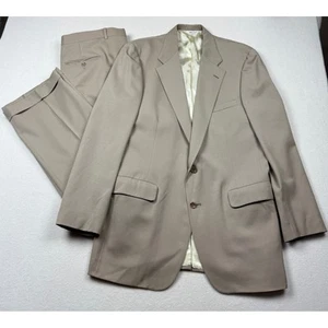 Vintage Chaps Ralph Lauren Suit 44R 38x34 Beige Taupe Wool 2pc Blazer Pants READ - Picture 1 of 13