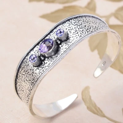 Bracciale in argento sterling 925 con pietre preziose multitaglio ametista... - Immagine 1 di 4