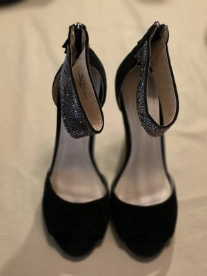 Anne Michelle Women's Sandels Black  4" Heels  Zip Back,  Sparkling Emblishment - Image 1 of 4