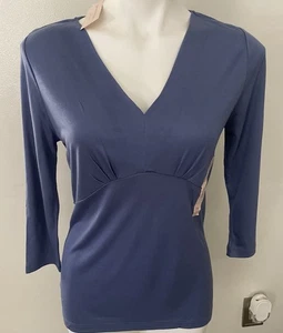 Nuevo con etiquetas Top para mujer Banana Republic manga 3/4 talla Petite M ~ azul - Imagen 1 de 5