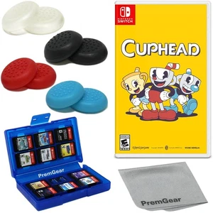 Cuphead, Nintendo Switch + 8 empuñaduras para pulgar, tarjetero de juego, tela - Imagen 1 de 7