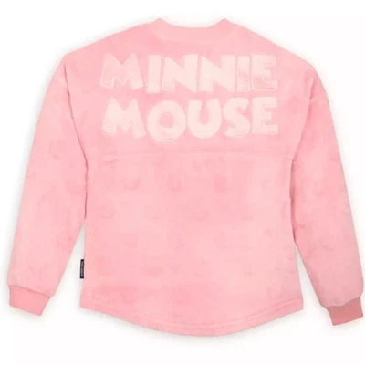 NOVO Minnie Mouse KIDS TAM 5/6 Fleece Spirit Jersey Leitão Rosa Bolinhas WDW Top - Imagem 1 de 4