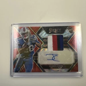 2022 SELECT ROOKIE SIGNATURE RED WAVE PRIZM AUTO JAMES COOK RC 4-COLOR PATCH - Picture 1 of 5