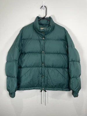 Vintage LL Bean Goose Down Womens M Snap Nylon Jacket Green Packable Hiking - Image 1 of 4