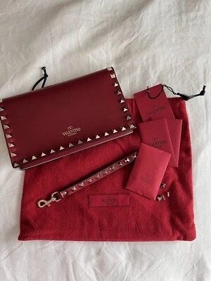 Valentino Garavani Rockstud Wristlet Clutch Bag Red - Image 1 of 4