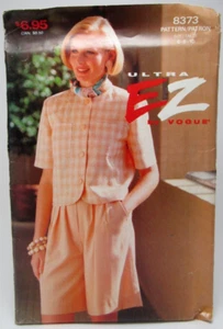 8373 Vogue Sewing Pattern Ultra EZ Uncut Top Button Front Shorts Wide Leg 6-8-10 - Picture 1 of 6