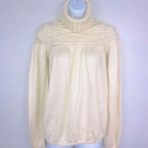 Charlotte Russe Womens Sweater sz M Beige Cable Knit Turtleneck Lightweight - Picture 1 of 24