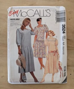 McCall's Easy 3524 Women's Vintage Drop Waist Dress Pattern Size 6-12 cut Comple - Picture 1 of 1