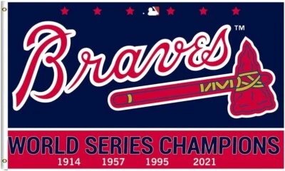 Atlanta Braves флаг большой 3 x 5 баннер логотип бейсбол MLB Бесплатная доставка - Изображение 1 из 3