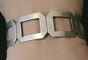 Vintage Mexico Sterling Silver Heavy Cutout Cuff Bracelet. Make Offer! #g42 - Picture 1 of 6