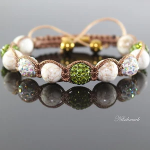 Damen Howlithe Rock Perlen Armband/Armschmuck Grün Zircon Spacer für Frauen  - Bild 1 von 1