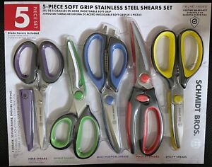 NEW Schmidt Bros 5 Pieces Soft Grip Stainless Steel  Shears Set