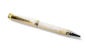 Ballpoin Pen Gold & Chrome in White Cigar Handmade Pen - Picture 1 of 12