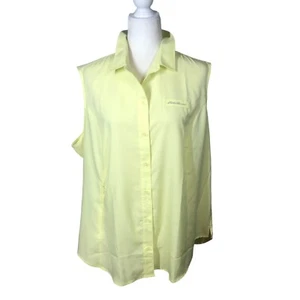 Eddie Bauer Shirt Womens 2XL Yellow Performance Outdoor Hiking Sleeveless New - Picture 1 of 10