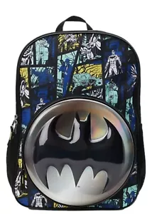 DC Comics Kids Batman Bat Signal 17" Backpack School Book Bag with Laptop Sleeve - Picture 1 of 3