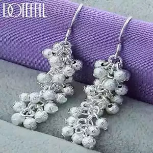 DOTEFFIL 925 Sterlingsilber mattierte Traube Perlen Tropfen Ohrringe für Damen Schmuck - Bild 1 von 4