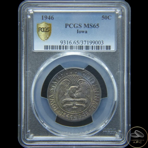 1946 Iowa Silver Half Dollar PCGS MS65 Gorgeous Natural Toning Cover