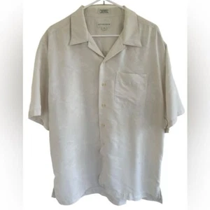 Cutter & Buck Men's Ivory Button Down Shirt with Floral Detail Size Large - Picture 1 of 6