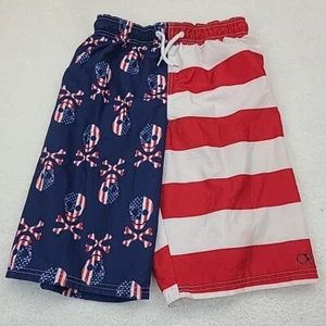 Ocean Pacific OP Boys Swim Trunks XL 14-16 Red White Blue Board Shorts 4th July - Picture 1 of 12