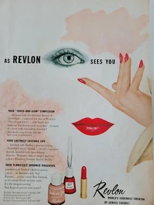 Vintage Revlon nail polish lipstick touch and glow make up eye art cosmetic ad - Picture 1 of 1