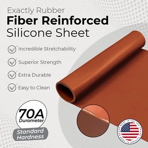 Red Fiber Reinforced Silicone Rubber Sheet 60A 1/16 x 9 x 12 Inch Made in USA - Picture 1 of 7