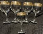 Glasstar~ "Versailles"~Wine Glasses With Golden Accent~Set of 5