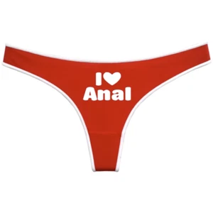 Tanga de algodón rojo anal I love ropa interior Hotwife - Imagen 1 de 7