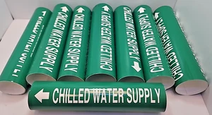 QTY 8 - Setmark Snap-Around Pipe Markers - CHILLED WATER SUPPLY NEW FAST SHIP - Picture 1 of 7