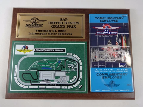2000 Formula One SAP United States Grand Prix IMS Map Ticket Plaque Cover