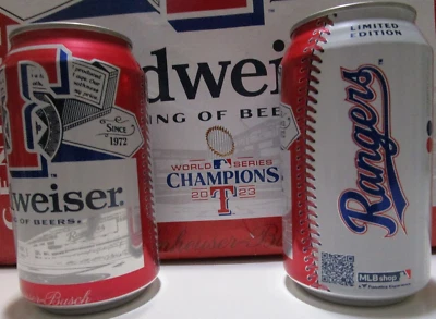 Texas Rangers MLB baseball 2023 World Series Champions Empty Beer Can Budweiser - Image 1 of 4