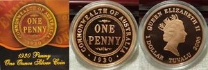 Perth Mint - Tuvalu 2005 1930 One Penny 1oz 999 Silver Proof Coin - Picture 1 of 1