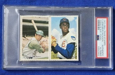 PSA CERTIFIED 1971 REGGIE JACKSON  FERGIE JENKINS DUAL NON AUTO DELL TEAM STAMPS - Image 1 of 3