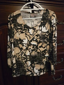 Easywear by Chico's Black  3/4 Sleeve Tunic Blouse Top Size 1 (Small) Very Nice - Picture 1 of 5