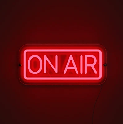 BRAND NEW • ANCIENT NEON • red ON AIR NEON SIGN 11 x 5" podcast STUDIO RECORDING - Image 1 of 4