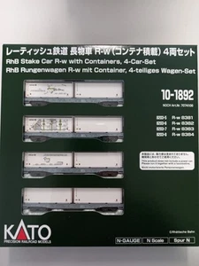 KATO K10-1892 Scala N Set 4 carri pianali RhB con 8 contenitori in epoca VI - Foto 1 di 2