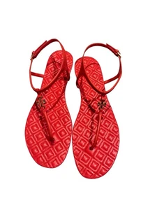 Tory Burch Damen-Sandalen 9M Marion gesteppt T-Riemen orangefarben Riemen Fersenriemen - Bild 1 von 5