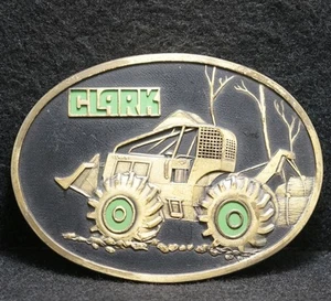 WJ13124 VINTAGE 1970s *CLARK* HEAVY MACHINERY COMPANY ADVERTISEMENT BELT BUCKLE - Picture 1 of 2