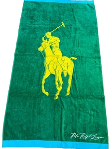 PoloRalph Lauren Green Bath Towel 83x167cm Embroidered Logo Cotton Acrylic - Picture 1 of 2