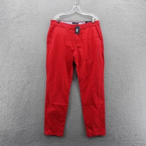 Tommy Hilfiger Pantalone Chino Custom Fit 34x32 Rosso Uomo Elasticizzato Slim Casual NUOVO - Foto 1 di 16