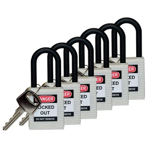 BRADY 123359 Lockout Padlock,KD,White,1-3/4"H,PK6 39N233 - Picture 1 of 1