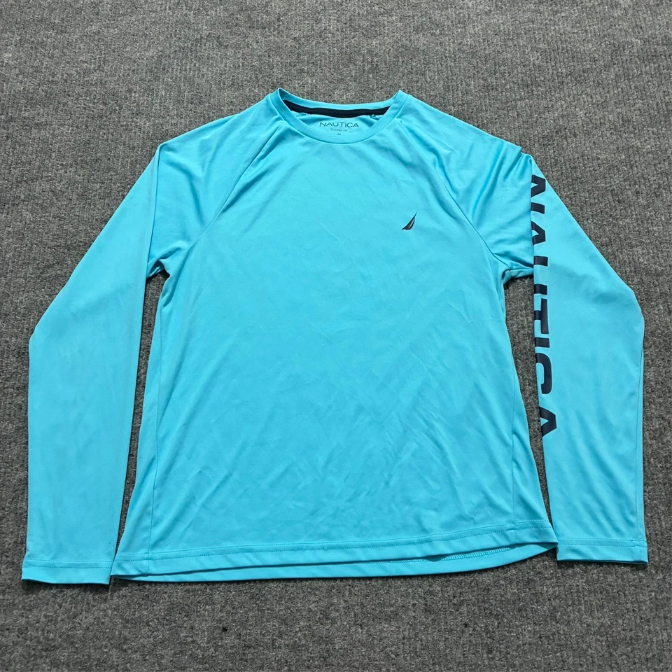 Camisa de manga larga Nautica para hombre talla M azul calce clásico UPF que absorbe la humedad Foto 1 de 4