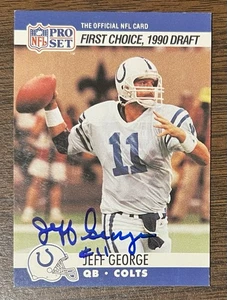 JEFF GEORGE HANDSIGNIERTE 1990 PRO SET ROOKIE FOOTBALL KARTE # 669 COLTS UNIV OF IL - Bild 1 von 5