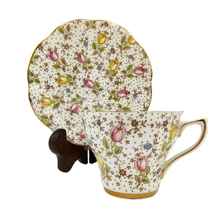 Vintage Rosina June Teacup & Saucer Bone China Tulip Floral Pattern 4974 - Picture 1 of 16