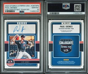 PSA 10 Paul Skenes 2023 Stars & Stripes USA Auto Collegiate National Team Sig RC - Picture 1 of 3