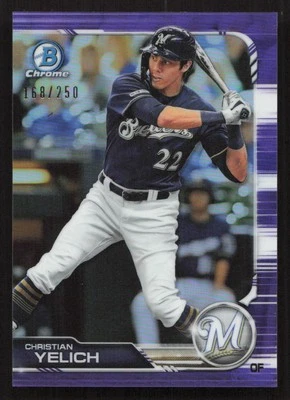 2019 Bowman Chrome Christian Yelich Purple Refractor #/250 #63 Card - Image 1 of 2