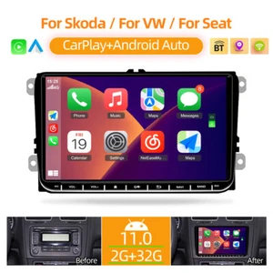 Autoradio 9" Android 11 Carplay GPS per VW GOLF 5 6 Passat Polo T5 Touran 2+32GB - Foto 1 di 12